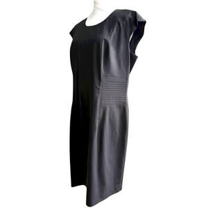Boss Hugo Boss Womens Cap Sleeve Side Panel Sheath Dress Black Size 12 Office